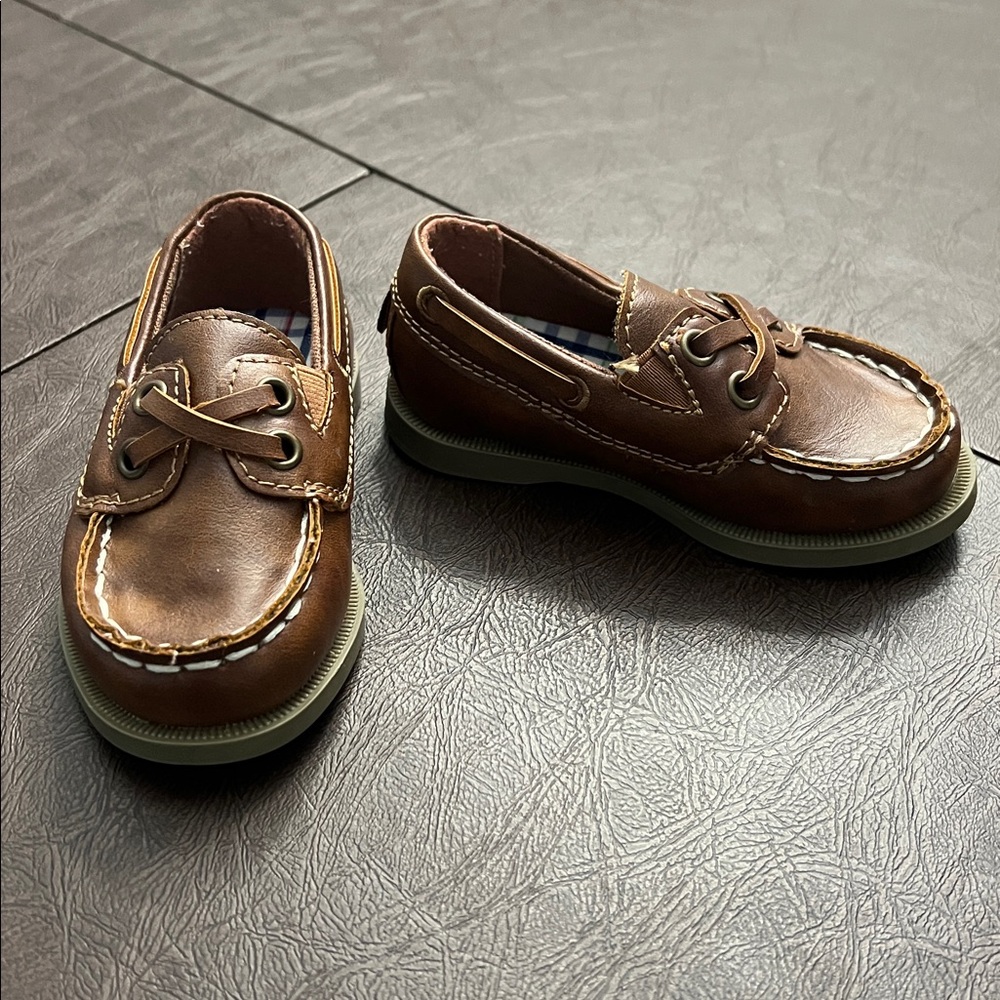 Brown Leather Boat Shoes for Kids